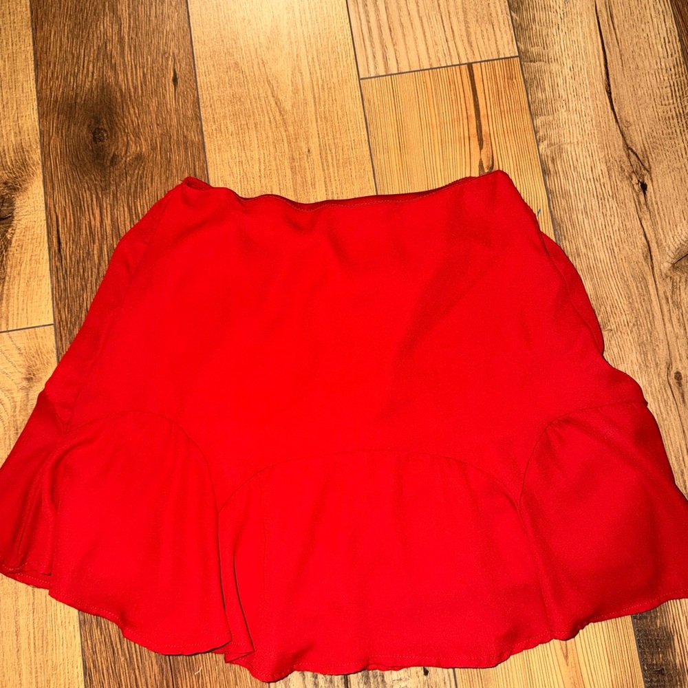 Mi Amore Bright Red Ruffle-Hem Mini Skirt